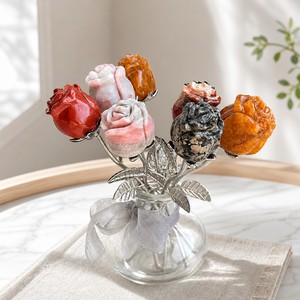 Venta al por Mayor de Cristales Naturales Tallados en Forma de Rosa, Piedras Curativas, Flor de Cuarzo Rosa Tallada a Mano con Tallo Plateado, Decoración de Cristal, Regalo - Product Image 2