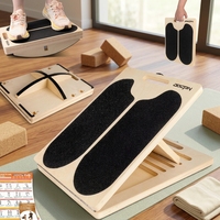 Tabla Inclinada Ajustable de Madera de Pino para Estiramiento de Pantorrillas, Antideslizante y Plegable para Gimnasio en Casa, Fisioterapia y Fitness