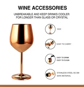 Bicchiere da vino in acciaio inossidabile e ottone accessori di lusso vino whisky bicchieri da Champagne calice