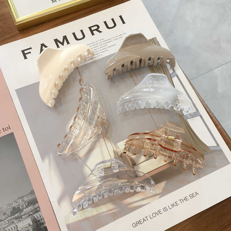 Оптовая продажа, модные женские прозрачные заколки для волос Yucat, белые аксессуары для волос, чистый цвет, 9 см, большие акриловые пластиковые заколки для волос