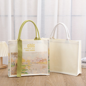 Sac fourre-tout en coton uni, sac à cordon en coton recyclé, sac de voyage en coton - Product Image 5