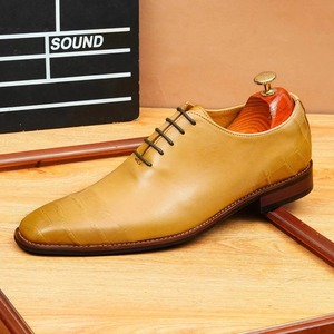 Zapatos Oxford de Hombre de Cuero Genuino con Cordones y Punta Puntiaguda, Bordados, Cómodos, Transpirables, Resistentes a las Manchas, para Negocios y Bodas - Product Image 1
