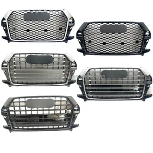 Q3 Front Car Grille Upgrade RSQ3 Style Front Grill Gloss Black Chrome Accessories Front Grille For Audi Q3 2016 2017 2018