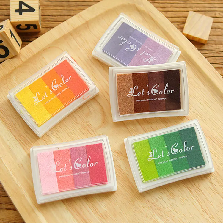 Stempel Segel Stempel Cetak Pad Tinta Gradien Lucu DIY Khusus 4 Warna Tinta Gradien 6 Warna Bantalan Tinta Opsional