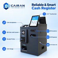 Caisse enregistreuse à recyclage de billets Cairan Cash Recycler POS 15,6 pouces, lecteur de billets et de pièces de monnaie en libre-service, lecteur de code QR NFC, paiement