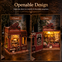 Hamaileon Ella's Chocolate Miniature Shop with Warm Light Victorian Artisan Chocolate Boutique Aesthetic 3D Wooden Puzzle House
