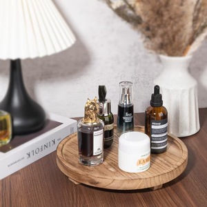 <b>Wooden</b> <b>Round</b> Tray Cosmetic Storage Decorative Tray For Bathroom Desktop Plant Pattern - Product Image 2
