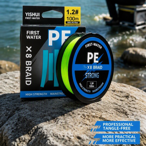 Ligne de pêche tressée en PE à 8 brins, haute résistance, résistante à l'abrasion, lisse, pour leurres, bobine de 100 m pour eau salée et eau douce - Product Image 2