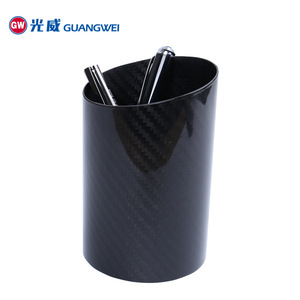 Porte-stylo en fibre de carbone Guangwei 79*79*121mm, rond, noir, organisateur de bureau - Product Image 4