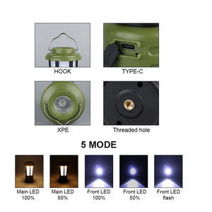 Outdoor Camping Lantern Led Rechargeable Battery Powered <b>Warm</b> <b>White</b> <b>Light</b> Portable Tent Lighting For Camping Hiking - Product Image 2