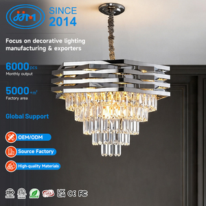 Lustre en cristal LED <span class=keywords><strong>de</strong></span> luxe léger à installation facile avec <span class=keywords><strong>plaque</strong></span> <span class=keywords><strong>de</strong></span> plafond renforcée <span class=keywords><strong>pour</strong></span> salle <span class=keywords><strong>de</strong></span> mariage, salon et couloir - Product Image 1