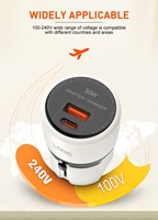 Adaptador de Viaje Universal LDNIO Q2319 30W PD QC con Doble Puerto, Cargador de Viaje Todo en Uno con Enchufes EU/UK/US/AU para Más de 150 Países