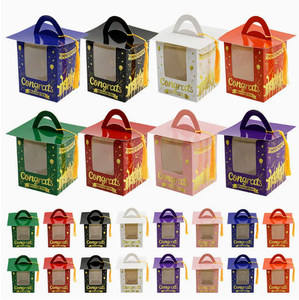 DAMAI Cute Graduation Muffin Cup Holder Window Paper Favor Box for Graduation Party Gifts Classmate Souvenirs School Celebration - Product Image 2