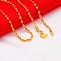 Collier en chaîne torsadée plaqué or 24 carats pour femme, bijoux en or de Dubaï avec perle, laiton, cuivre, forme et motif uniques