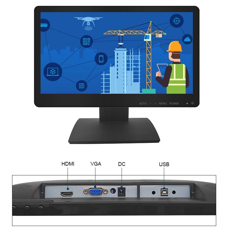15.6 Inch VGA Cable Plastic case True Flat 10 Point Touch Screen/non-touch Monitor for Industrial Equipment