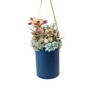 Boîte à fleurs ronde de luxe Dr.Box, logo en feuille d'or, boîte cadeau rigide cylindrique, ruban, poignée, carton gris, papier artistique pour la Saint-Valentin