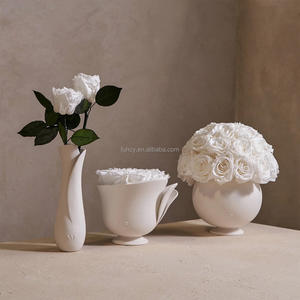 Arrangement en forme de dôme <span class=keywords><strong>VASE</strong></span> rond en porcelaine Eternal Forever Eternity <span class=keywords><strong>Rose</strong></span> fleur préservée - Product Image 6