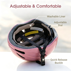 Casque de vélo de route pour <span class=keywords><strong>femme</strong></span> Worldcycle, rose pailleté, en matériau PC ultraléger et aérodynamique, 16 aérations, protection contre les chocs certifiée CE - Product Image 2