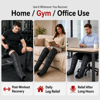 Masseur de compression des jambes avec thérapie par lumière rouge, 5 chambres à air, bottes de récupération complètes pour les athlètes, les coureurs et les employés de bureau