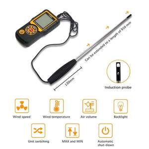 Hasta 0,1 m/s Medidor <span class=keywords><strong>de</strong></span> velocidad del <span class=keywords><strong>viento</strong></span> Anemómetro <span class=keywords><strong>de</strong></span> termistor digital para la industria Anemómetro <span class=keywords><strong>de</strong></span> cable caliente 0,01 m/s OEM - Product Image 6