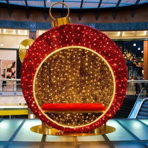 مخصصة التسوق مول التجاري الديكور عيد الميلاد 3d موضوع LED ضوء العملاق قوس كرات إضاءة