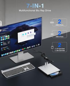 Lecteur de disques Blu-ray externe USB 3.0 Type-C, graveur mince et portable, lecteur BD/<span class=keywords><strong>DVD</strong></span>/CD, prend en charge les disques BD 100 Go, compatible avec Windows, Mac, Linux - Product Image 3