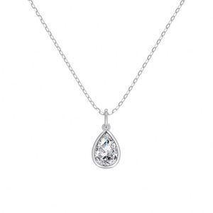 Collier pendentif Dylam, nouveau design simple, or fin 18 carats plaqué rhodium, argent 925, solitaire, forme goutte d'eau, zircone 5A, 2,5 carats - Product Image 1