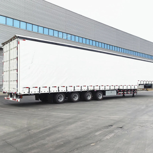 รถพ่วงกึ่งพ่วงแบบมีผ้าม่านข้าง 3 เพลา 60 ตัน รถพ่วงบรรทุกตู้คอนเทนเนอร์แบบเปิดข้างสำหรับขาย - Product Image 2