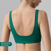 Soutien-gorge de sport pour femme à maintien élevé, bretelles doubles croisées, bonnets fixes, col diamant, 100 % nylon respirant, dos en U