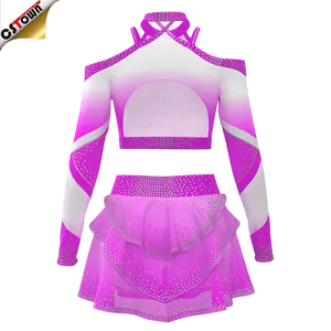 Neuankömmling schwarz und rosa Cheerleader Rock Cheerleading Uniform Design Langarm Cheerleading Uniformen