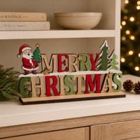 Décorations de Noël en bois personnalisées, luge en bois et figurines de dessin animé, articles de décoration de bureau, ambiance festive transfrontalière