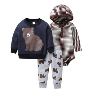 Ensemble de vêtements décontractés pour bébé garçon nouveau-né, 3 pièces, combinaison à manches longues en coton, pantalon long, sweat à capuche, manteau pour enfants de 3 à 24 mois - Product Image 1