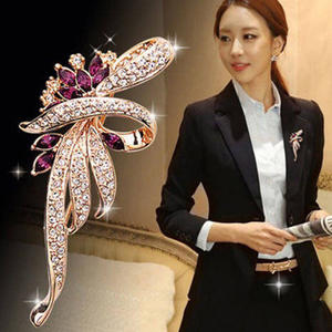 Kristall blume Brosche Strass Schmuck Frauen Hochzeit Hijab Pins Große Broschen Zink legierung Beliebte Anstecknadel Mode für Frauen - Product Image 2