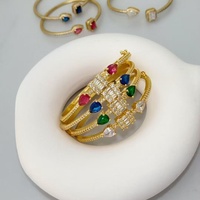 Bracelets de luxe plaqués or 18 carats avec pierres précieuses colorées pour femmes, élégant bracelet ouvert en zirconia taille baguette, bijoux en gros