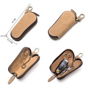 Boshiho Genuine Leather Keychain Holder Men Genuine Leather Key Holder Pouch Metal <b>Hook</b> for <b>Car</b> Key Case - Product Image 2