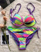 Baju Renang Bikini Wanita 2 Potong Motif Hewan Seksi Leopard Geometris Kotak-kotak, Tank Top V-String, Bernapas, Cepat Kering, Ramah Lingkungan