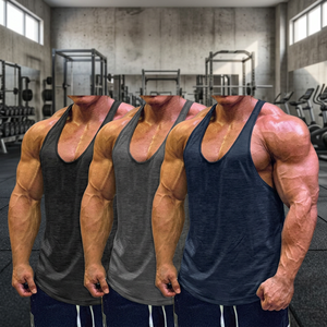 <b>Mens</b> Bodybuilding Stringer <b>Compression</b> Gym Vest Breathable Quick Dry Ribbed Polyester Sleeveless Workout Training <b>Shirt</b> - Product Image 3