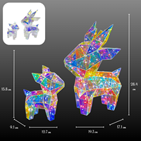 Ensemble de décorations de rennes LED irisées, sculpture de cerf holographique prismatique, lumière de Noël pour la maison, l'hôtel, le centre de table de mariage