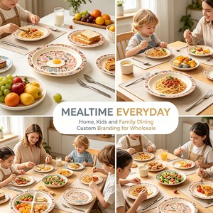 Assiettes en mélamine personnalisées pour enfants, bébés, usage scolaire, mariage, style chinois, sans BPA, qualité alimentaire - Product Image 2
