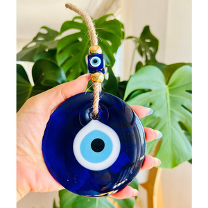 Amuleto de ojo malvado de cristal bohemio azul hecho a mano turco griego buena suerte adorno colgante para decoración de hogar, oficina o coche - Product Image 5