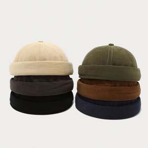 Gorra de Béisbol Estilo Japonés Retro Hip-Hop Yuppie, Color Sólido Vintage, Cierre Trasero con Hebilla Metálica, Sin Visera, Deportiva - Product Image 1