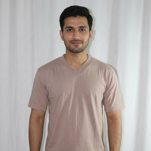 T-shirt en coton respirant à col rond et manches courtes pour homme, couleur unie, coupe classique, tricot jersey décontracté FINER THREADS - Product Image 1