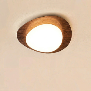 Plafonnier encastré moderne DJJLight, finition bois de noyer, 30 cm, LED 12W, blanc froid, couvercle en papier, base en fer, design minimaliste, salon - Product Image 1