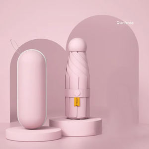 1 paraguas de sol compacto y ligero para mujer con protección UV, paraguas plegable de doble propósito en forma de cápsula - Product Image 1