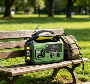 NOUVEAU Radio d'urgence 20000MAH à énergie solaire AM/FM/WB, radio à manivelle, lampe torche rechargeable - Product Image 1