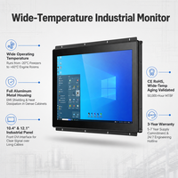 Monitor Layar Sentuh Aluminium 10.4 12.1 Inci Kelas Industri dengan Casing Logam, Tahan Suhu Luas, Kontrol DVI Depan, Kabinet