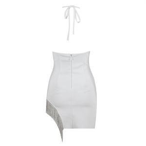 Robe de soirée personnalisée en satin blanc à une épaule pour femmes élégante longue fête longue longueur au sol Techniques de teinture unie naturelle - Product Image 4