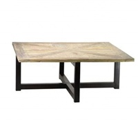 Table basse carrée moderne en bois d'orme récupéré pour salon