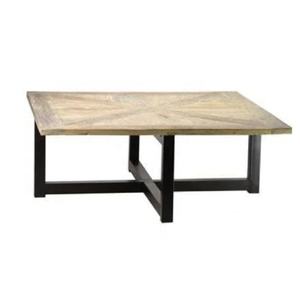 Table basse carrée moderne en bois d'orme récupéré pour salon - Product Image 3