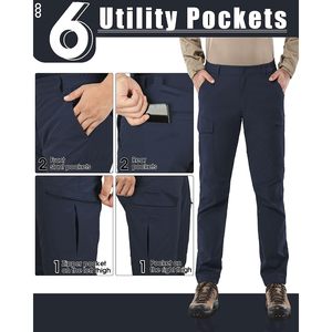 Pantalon cargo de randonnée pour homme 33 000 pieds, 6 poches, résistant à l'eau, léger, Ripstop, tactique, bleu marine, 30W x 32L - Product Image 3